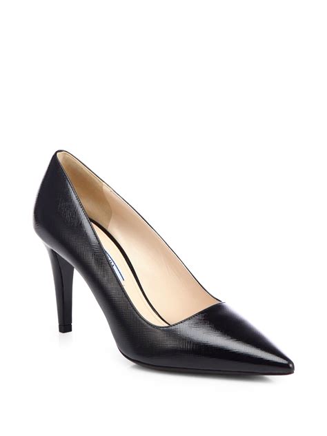 prada saffiano black pumps|Black Patent Saffiano Leather Pumps .